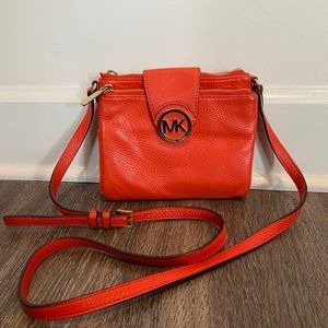 Michel Kors Red-Orange Leather Crossbody